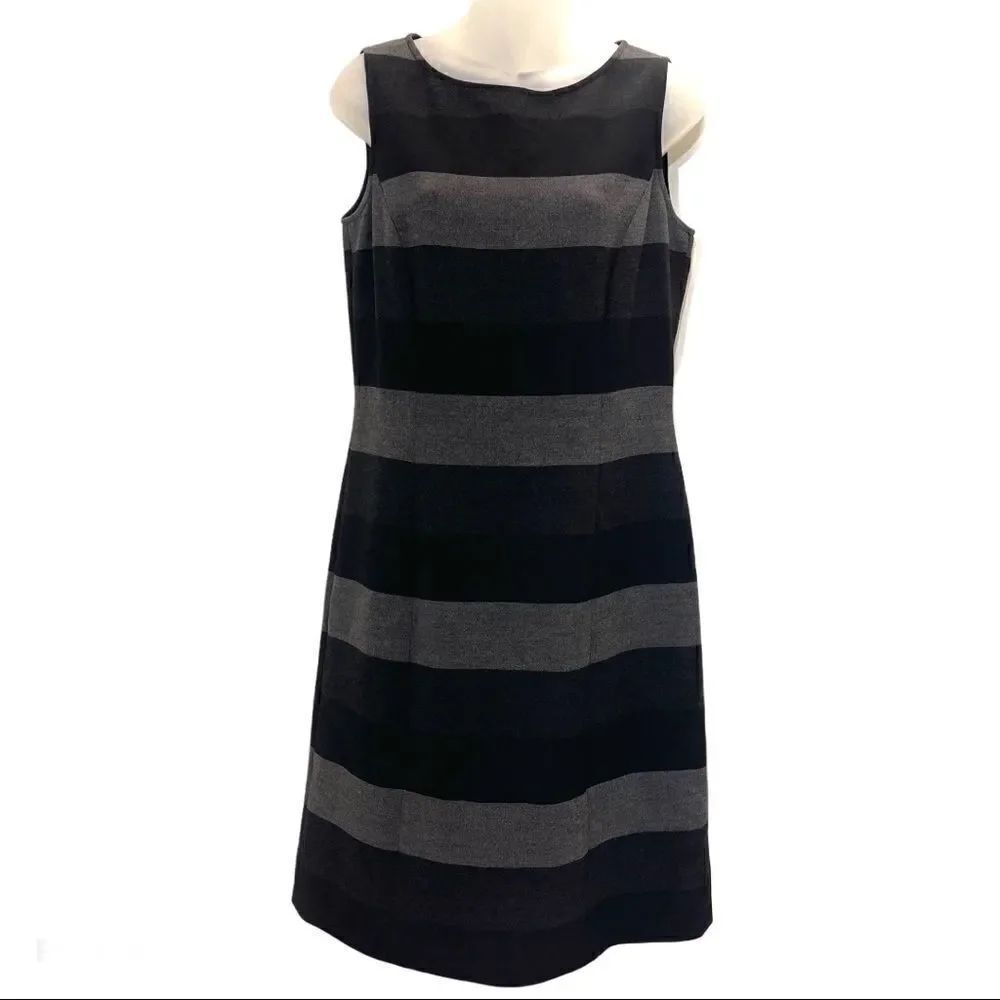Tahari ASL sheath dress sleeveless striped EUC 6